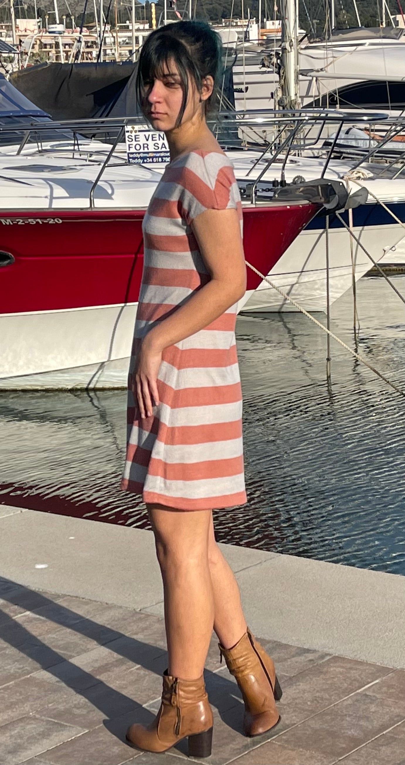 Vestido de punto raya